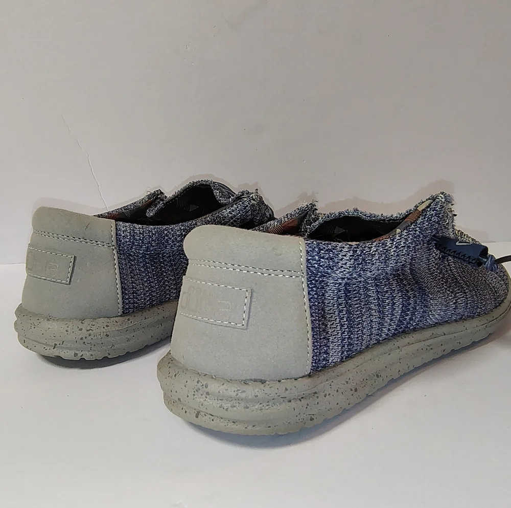Hey Dude Men's Wally Sox Steel Blue Grey Slip-On Knit Comfort Loafers Size 13